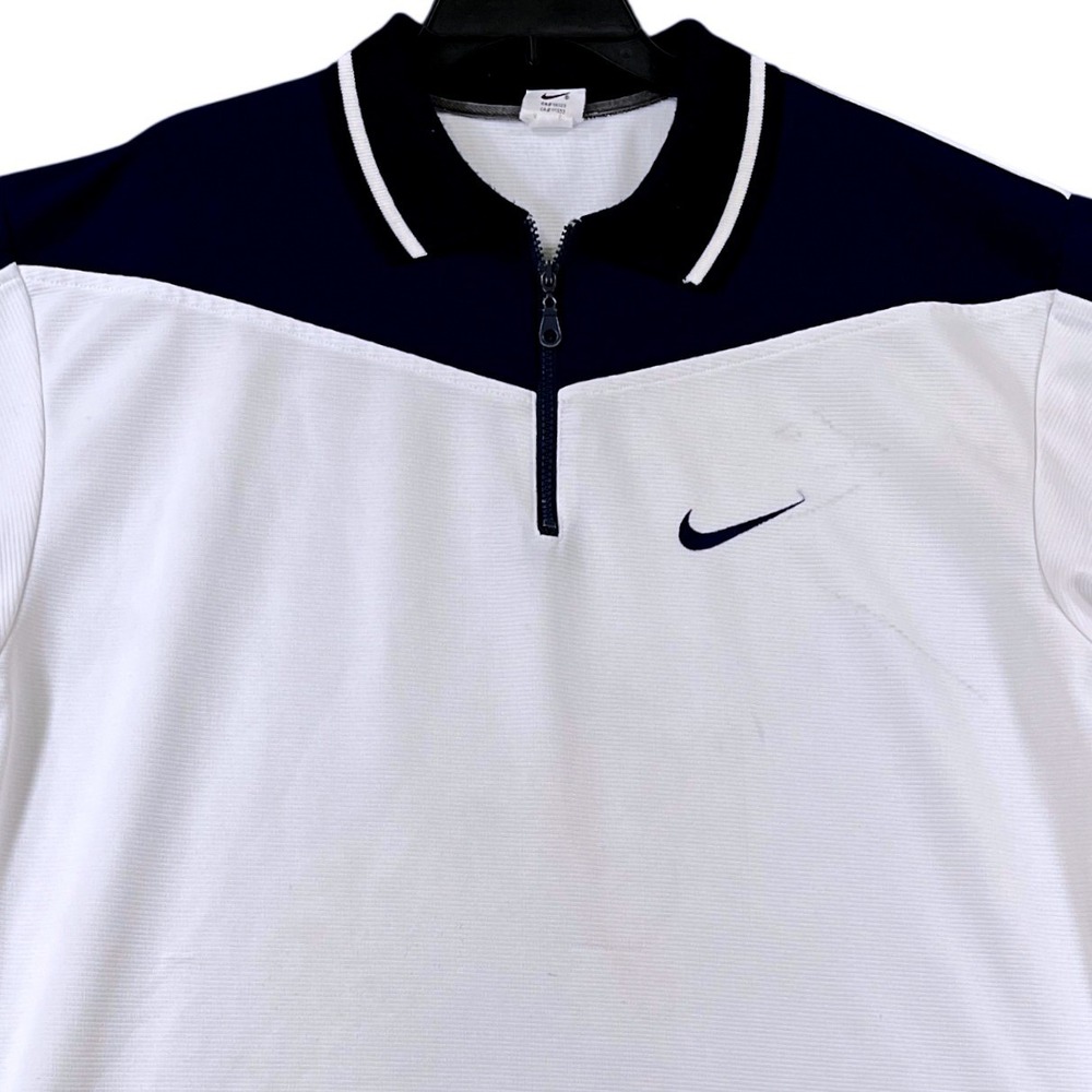 Vintage 90s Nike Performance Polo Shirt Mens L Colorblock Quarter Zip Golf